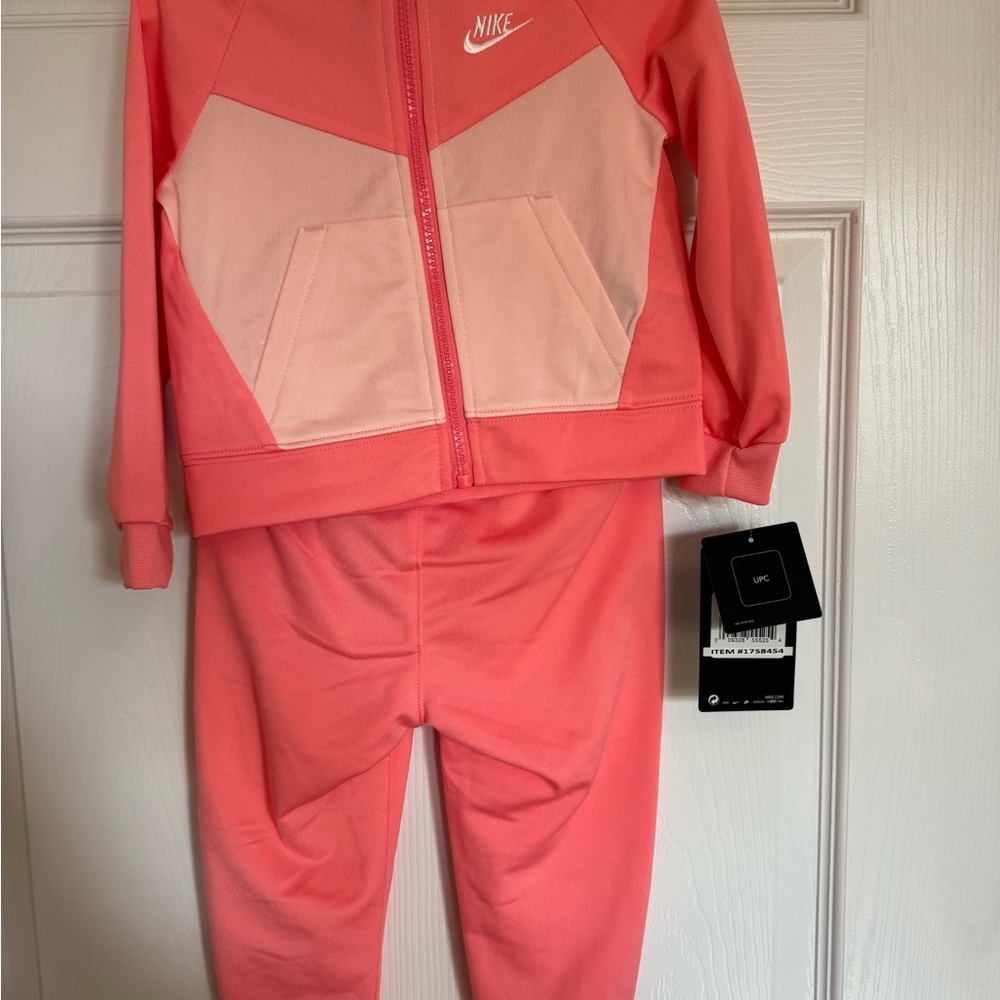 Nike Coral and Light Pink Kids Tracksuit